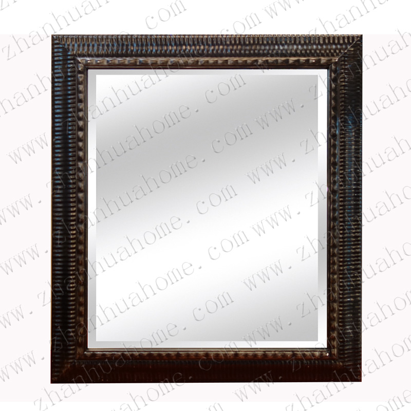 Black antique style beveled wooden mirror frame