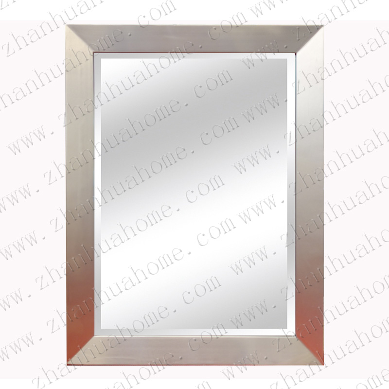 Shiny silver beveled wood decor mirror frame