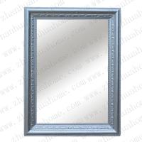 Shiny silver wooden framed beveled mirror