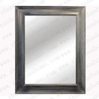 Washed grey wooden frame mirror decor