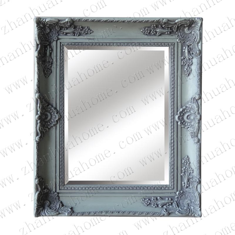 Small antique silver photo mirror frame wood flowers