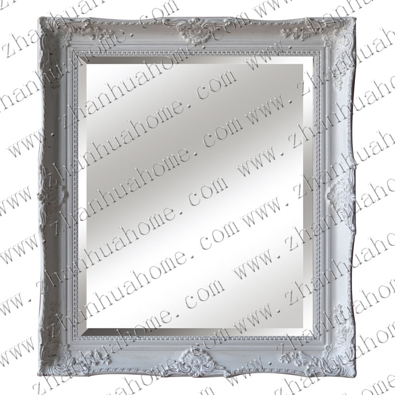 French silver vintage antique style wall mirror with bevelled glass