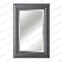Wide framed black with silver decor wall mirror