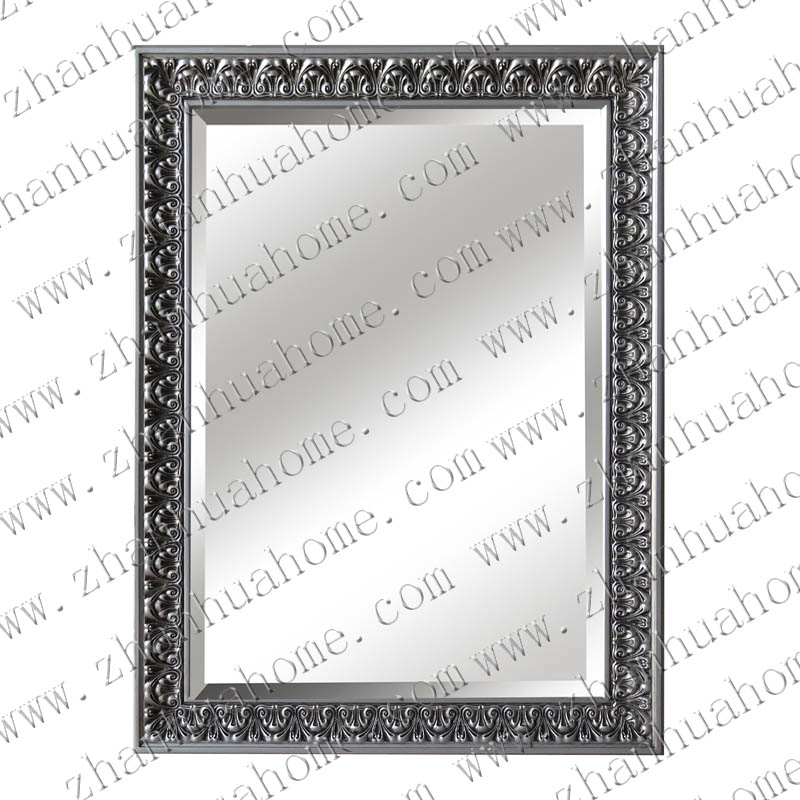 Wooden EU Palace style embossed wall mirror with silver frame