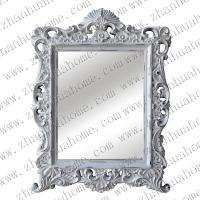 White PU frame mirror decor with top flower