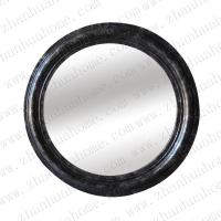 Round antique black wooden wall mirror frame for decor